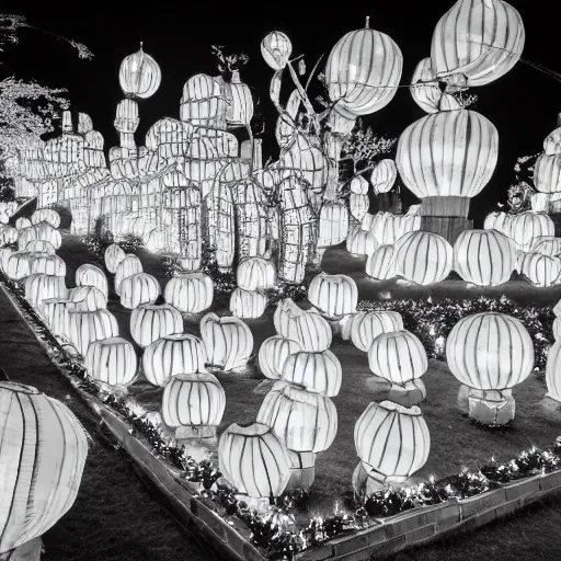 Image similar to chinese lantern festival, award winning black and white photography