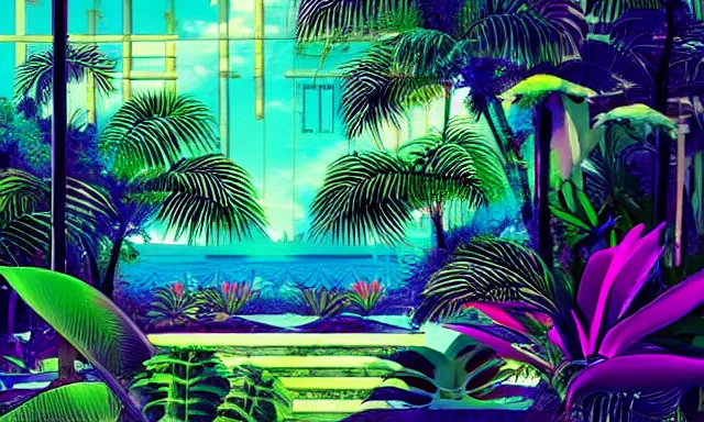 Image similar to Vaporwave Jungle