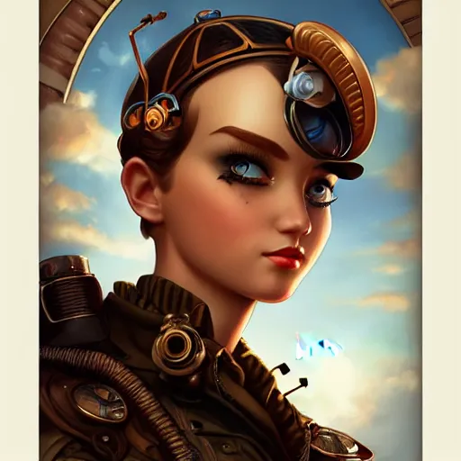 Image similar to Lofi Steampunk portrait Pixar style by Tristan Eaton Stanley Artgerm and Tom Bagshaw.