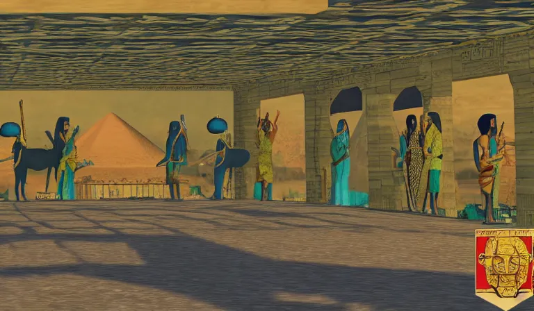 Image similar to GTA clone set in Ancient Egypt, 3DCG, PS2, by Tadanori Yokoo