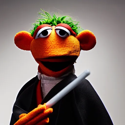 Image similar to studio portrait still of muppet!!!!! darth maul!!!!!! as a muppet as a muppet, 8 k, studio lighting, key light,