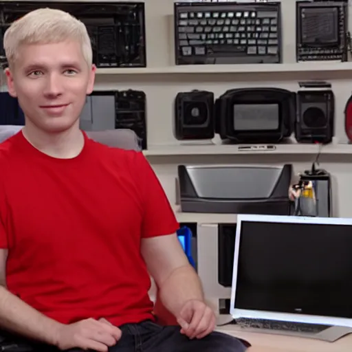 Prompt: linus Tech tips with a karen haircut