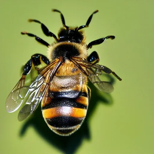 Image similar to a bee seen through a 7 0 mm macro lens, trapped in a square amber stone