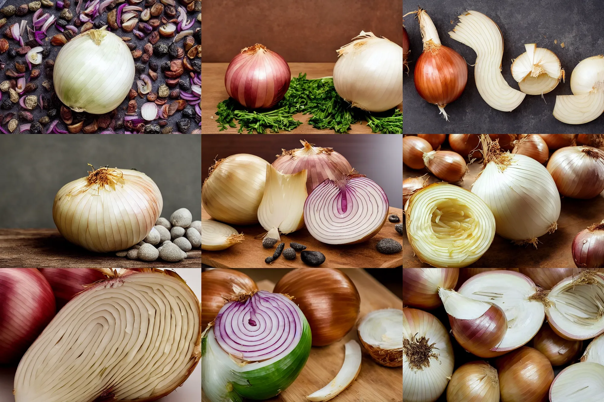 Image similar to a popular chef prepared a large onion with a seasoning of stones