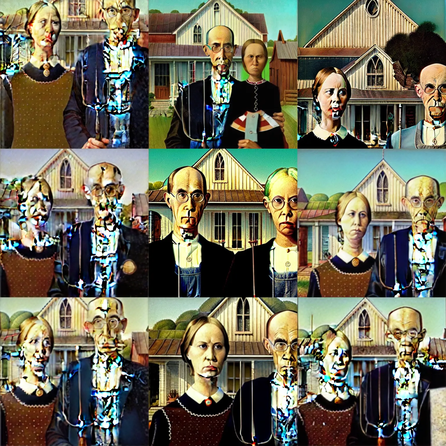 Prompt: american gothic by grant wood in the style of a rap video