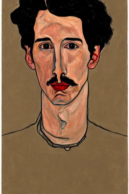 Prompt: long shot portrait of Adam Driver, Egon Schiele
