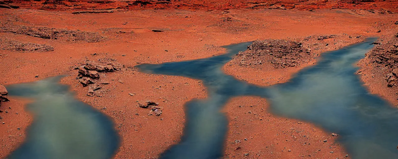 Prompt: A river on Mars, canyon, landscape photograph, award winning, highly detailed