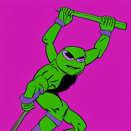 Prompt: donatello from the teenage mutant ninja turtles, 1 9 9 0 s, friendly