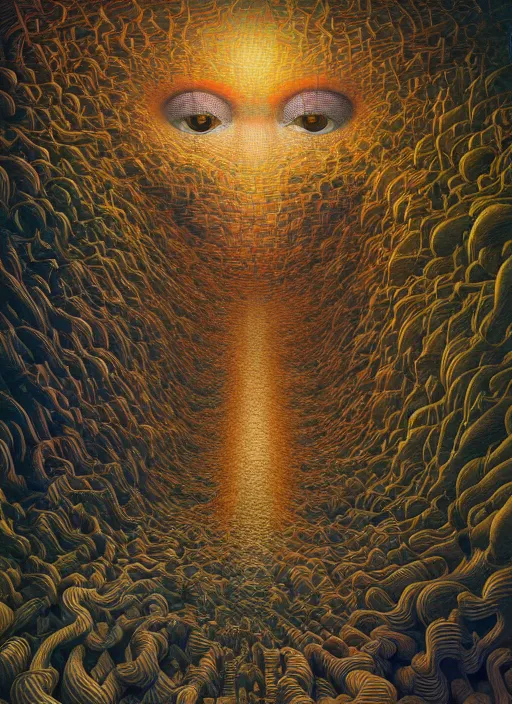 Image similar to hyper detailed 3d render like a Oil painting - inner beauty by Jacek Yerka, Mariusz Lewandowski, Houdini algorithmic generative render, Abstract brush strokes, Masterpiece, Edward Hopper and James Gilleard, Zdzislaw Beksinski, Mark Ryden, Wolfgang Lettl, hints of Yayoi Kasuma, octane render, 8k