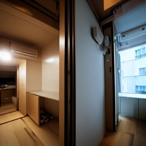 Image similar to view of inside a cramped shibuya apartment