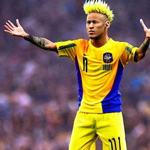 Prompt: super saiyan neymar jr, yellow hair