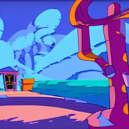 Image similar to a beautiful scene from the film of day of the tentacle by lucasarts