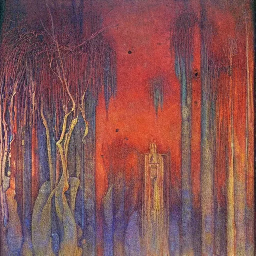 Image similar to Temple of the birds. Mikalojus Ciurlionis.