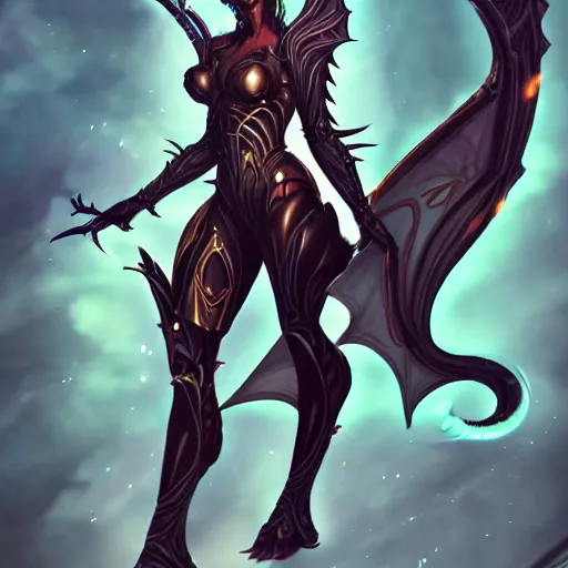 Image similar to highly detailed exquisite fanart, of a beautiful female warframe, but as an anthropomorphic dragon, elegant pose, full body and head shot, epic cinematic shot, sharp claws, professional digital art, DeviantArt, high quality artstation, Furaffinity, HD render