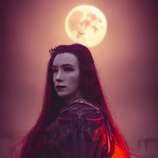 Image similar to portrait of Lady Dracula, atmospheric lighting, painted, intricate, London Dockyard, volumetric lighting, beautiful, light rain, moon light, sharp focus, ultra detailed, by Leesha Hannigan, Ross Tran, Thierry Doizon, Kai Carpenter, Ignacio Fernández Ríos, Yasumoto Oka,