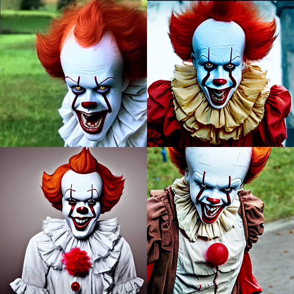 Prompt: Pennywise from IT with braces on his teeth