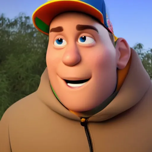 Prompt: eminem as a pixar disney character from up ( 2 0 0 9 ), unreal engine, octane render, 3 d render, photorealistic