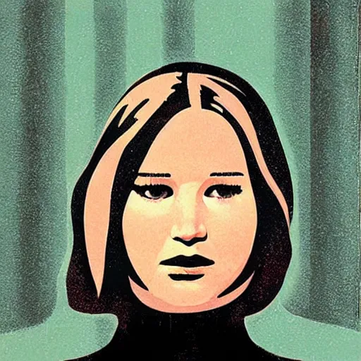 Prompt: Jennifer Lawrence. Portrait by Karel Thole.