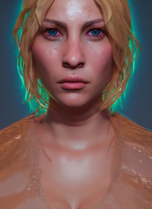 Image similar to glowwave portrait of michele from gta 5, au naturel, hyper detailed, digital art, trending in artstation, cinematic lighting, studio quality, smooth render, unreal engine 5 rendered, octane rendered, art style by klimt and nixeu and ian sprigger and wlop and krenz cushart.