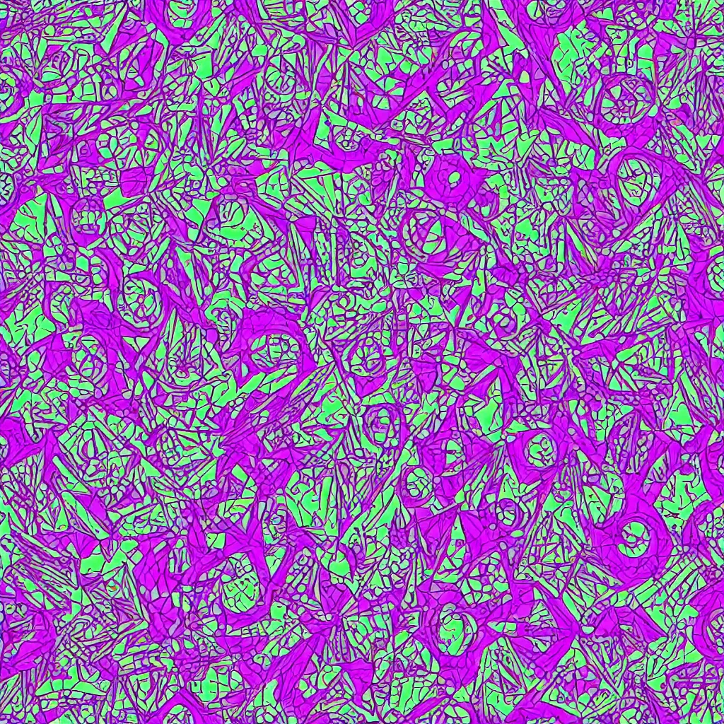 Prompt: alien tech pattern, geometry, random color explosions, symmetric