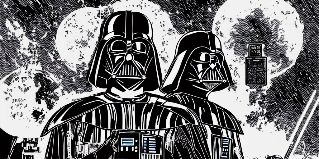 Image similar to portrait of darth vader, by laurie greasley