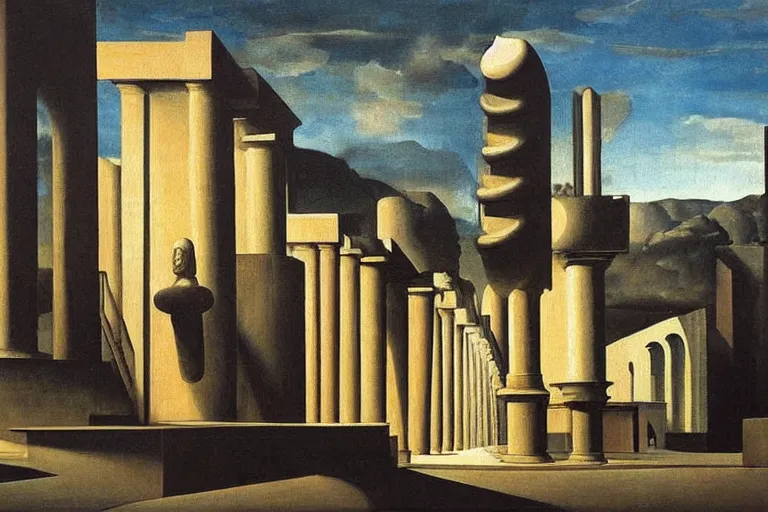 Image similar to painting by de chirico