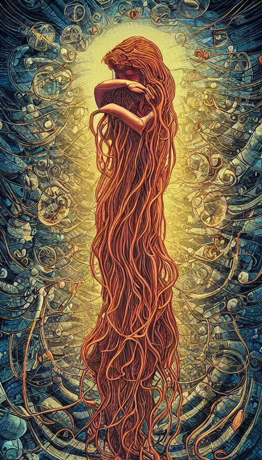 Image similar to The oracle of the jellyfish, italian futurism, Dan Mumford, da vinci, Josan Gonzalez