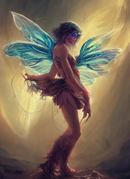 Image similar to digital _ painting _ of _ adult female rave fairy _ by _ filipe _ pagliuso _ and _ justin _ gerard _ symmetric _ fantasy _ crying tsunami _ highly _ detailed _ realistic _ intricate _ port