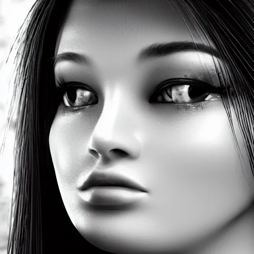 Image similar to black and white dreamy young beautiful female artificial intelligence, cyborg, cinematic, rim light, bokeh, photo - realistic, elegant, high detail, 8 k