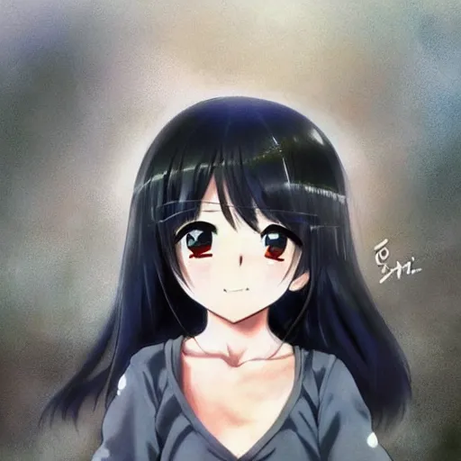 Prompt: Cute young girl in anime style with black hair in the style of Shōjo Shūmatsu Ryokō (girl's last tour), pixiv, pinterest anime, art by Steve Hanks, art by Alyssa Monks, endless summer art, realistic, wide focus, 8k ultra, insanely detailed, intricate, elegant, art by Laurie Lipton, digital art by James Clyne, art by Steve Hanks