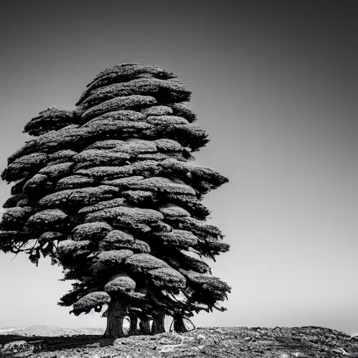 Image similar to photograph of cedar of lebanon resembling masculine strong man, ultra detailed, DSLR photography, high contrast.