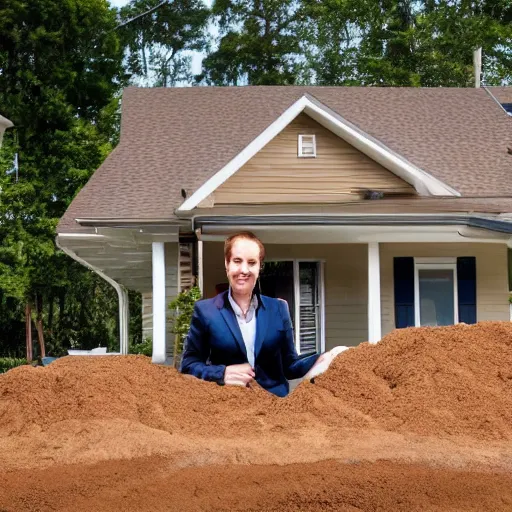 Image similar to real estate agent showing off houses made entirely of dirt