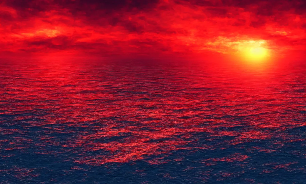 Prompt: red sunset desktop background, hd, 4 k, fire effects, realistic