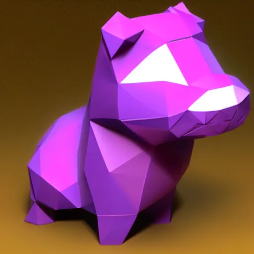 Image similar to a small purple animal with a yellow box on its head, a low poly render by miyamoto, polycount, rayonism, low poly, polycount, rendered in maya