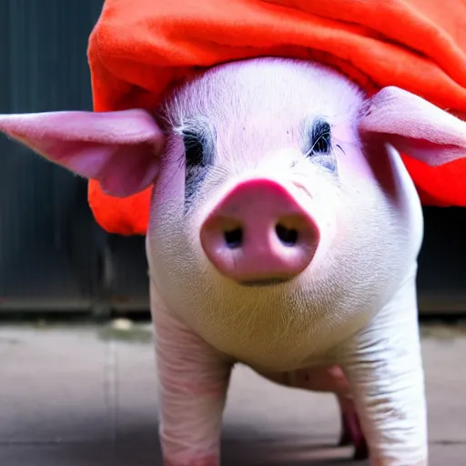 Image similar to pig dressed as an inmate