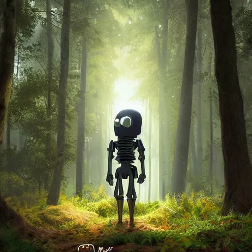 Prompt: ultra realistic and intricate detailed photograph of iron giant in forest from the movie, pixar, iron, giant, technology, innovation, bright modern style, artstation, unreal render, depth of field, ambient lighting, award winning, stunning