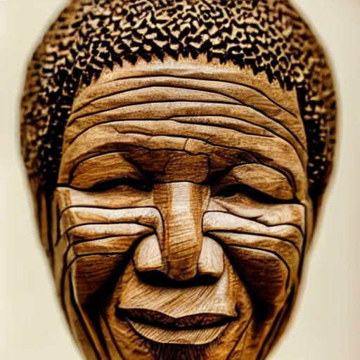 Image similar to intricate mandela carved from wood, photograph, studio lighting