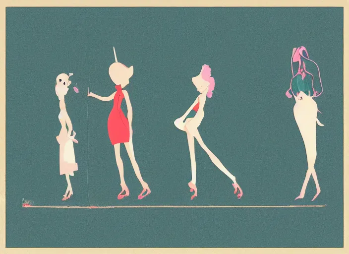 Image similar to character shape design exploration silhouettes of a delicate nubile waifish princess, minimalist mixed media layout from masaaki yuasa ( 1 9 9 7 )