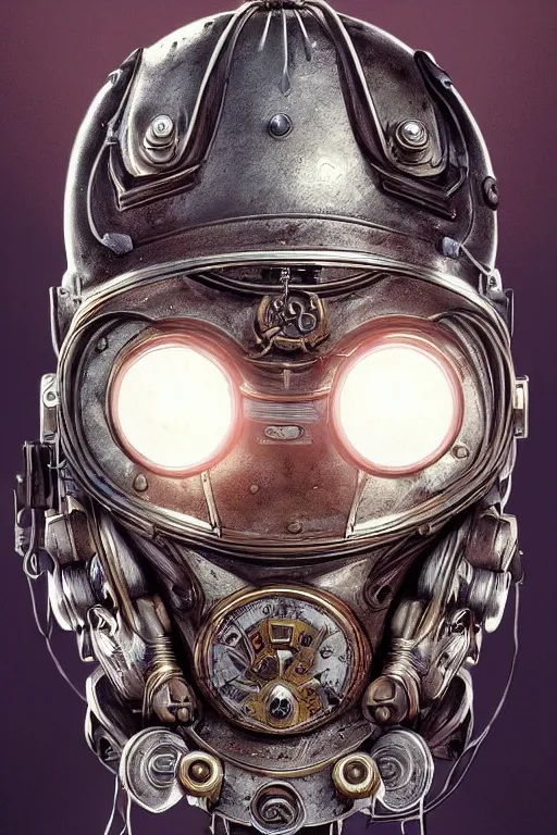 Image similar to steampunk helmet fantasy art mask robot ninja stylized digital illustration sharp focus, elegant intricate digital painting artstation concept art global illumination ray tracing advanced technology chaykin howard and campionpascale and cooke darwyn and davis jack