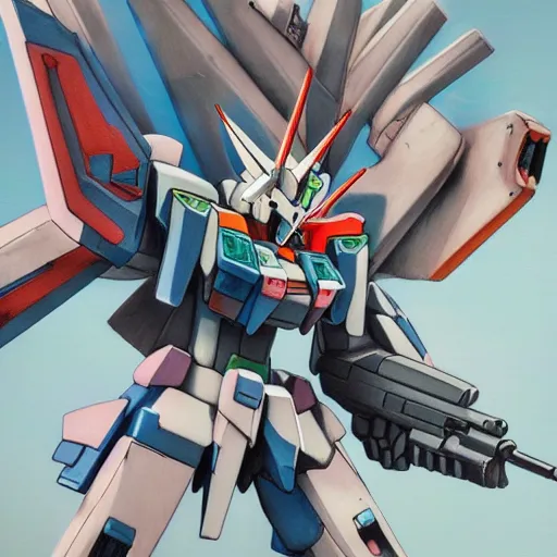 Image similar to prompt : gundam accessories portrait soft light painted by james jean and katsuhiro otomo and erik jones, inspired by evangeleon anime, smooth face feature, intricate oil painting, high detail illustration, sharp high detail, manga and anime 1 9 9 9