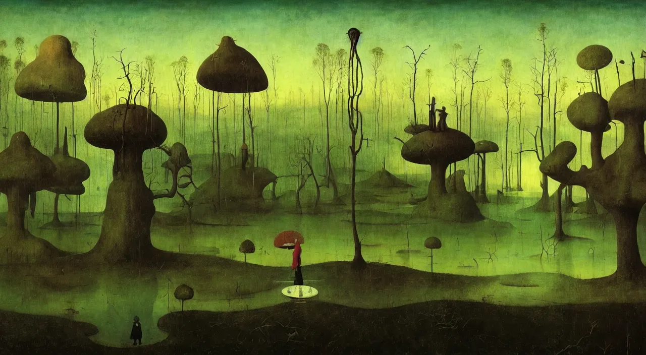 Prompt: single flooded simple!! fungus pole, very coherent and colorful high contrast masterpiece by franz sedlacek hieronymus bosch dean ellis simon stalenhag rene magritte gediminas pranckevicius, dark shadows, sunny day, hard lighting