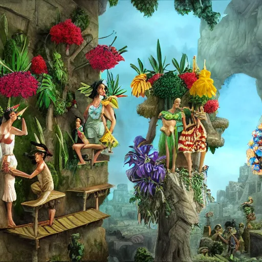 Image similar to carmen miranda, a detailed matte painting by anton pieck, deviantart contest winner, concept art, official art, matte drawing