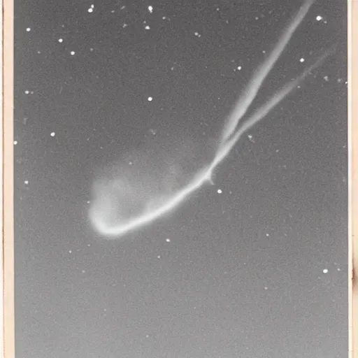 Image similar to a vintage photo of a large meteor just before it hits earth. grainy.