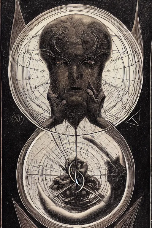 Image similar to calligraphy vesica piscis in the style of wayne barlowe, gustav moreau, goward, bussiere, roberto ferri, santiago caruso, luis ricardo falero, austin osman spare