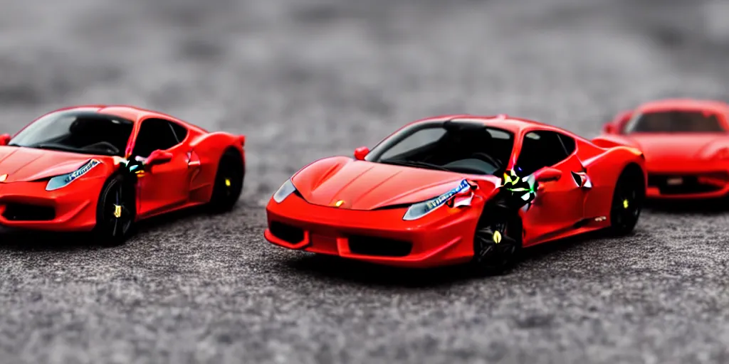 Prompt: Hot Wheels, FERRARI 458, cinematic, HD, 4K, depth of field, bokeh.