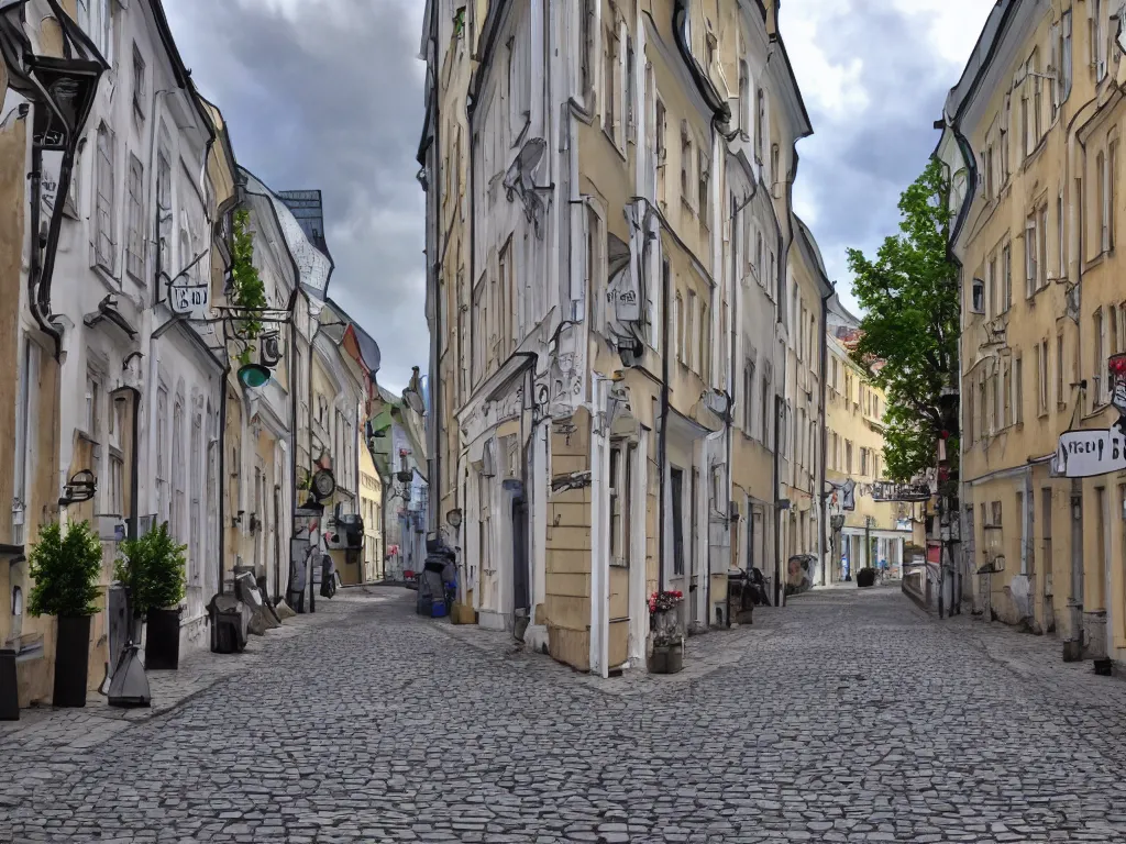 Image similar to Estonia streets of Tallinn as a PS1 first person video game