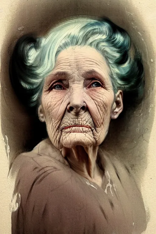 Prompt: ( ( ( ( ( 1 9 5 0 s retro future face portrait of an old woman. muted colors. ) ) ) ) ) by jean - baptiste monge!!!!!!!!!!!!!!!!!!!!!!!!!!!!!!