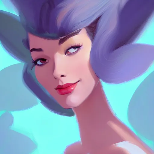 Image similar to 3 / 4 view of a portrait of a pretty woman with wings, confident pose, digital painting, artstation, concept art, smooth, sharp focus, illustration, trending on artstation, highly detailed, concept art, disney art by milt kahl, glen keane, marc davis, and eric goldbergmatte, trending on artstation h 6 4 0