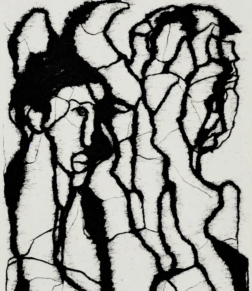 Image similar to monochrome lineography contour lines of leonard cohen inspired by egon schiele, jean de beaugrand,.