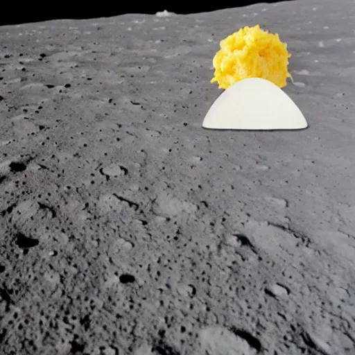 Image similar to cheese is cycling on the moon and cycles away from a nuclear explosion